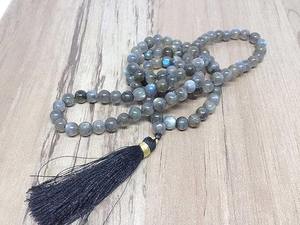 Venta al por mayor labradorita Mala collar 108 cuentas de piedras preciosas naturales meditación oración cuentas borlas clásicas Yoga joyería proveedor - Product Image 5