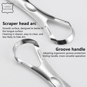 เครื่องมือขูดลิ้นแบบสองชั้นทำจากสแตนเลสอุปกรณ์ทำความสะอาดลิ้นที่ถูกสุขอนามัยในช่องปากรูปแบบใหม่ - Product Image 5