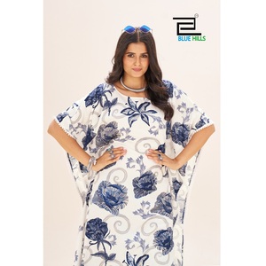Ropa informal y de oficina para mujer, nuevo vestido occidental de estilo caftán, Tela con estampado Digital de rayón puro para un aspecto elegante de verano - Product Image 1