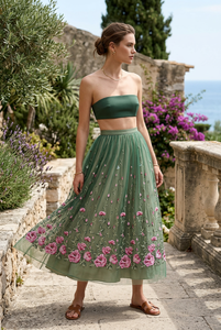 Dentelle florale réaliste en forme de vigne, broderie de roses roses, en tissu de mousseline léger, pour vêtements de mariage - Product Image 6