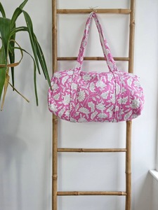 Bolsa de Mano Acolchada de Algodón con Estampado Floral de Verano, Ecológica, Sostenible, Resistente, para Yoga, Compras, Playa, Deporte - Product Image 3