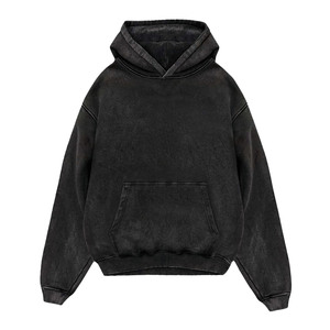 OEM nouvelle mode streetwear impression vintage lavage à l'acide recadrée soleil délavé sweat à capuche hommes - Product Image 2