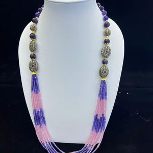 <b>Top</b> Supplier Antique <b>Pearl</b> Long AD CZ Mala Necklace Set For Girls Women - Product Image 1