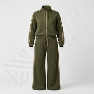 Survêtement 2 pièces en coton pour femme, collection hiver 2025, avec logo personnalisé, respirant, taille élastique, idéal pour la gym - Product Image 1