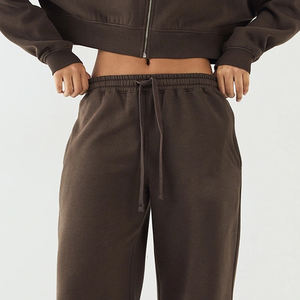 Prix d'usine, design de haute qualité, haut court à manches longues avec cordon de serrage pour le capuche et pantalon large, prix de gros - Product Image 3