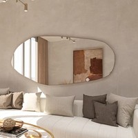 Miroir décoratif en métal, design Art Déco, écologique, anti-buée, mural, forme ovale, pour salle de bain/salon, cadeaux - Le meilleur