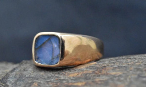 Natural Blue Labradorite Lovers Shape 925 Solid Sterling Silver Bezel Setting Gold Plated Mens Women Signet <b>Ring</b> Party Wholesale - Product Image 5
