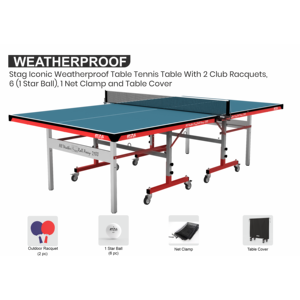 Mesa de Tenis de Mesa Profesional de Tamaño Completo Stag Iconic, Resistente a la Intemperie, Móvil, Material MDF de 25 mm, Plegable, Certificada por la ITTF, Moderna - Product Image 2