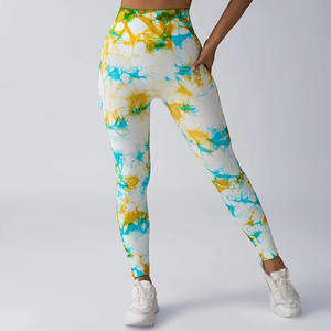 Mallas de yoga clásicas transpirables de cintura alta para mujer pantalones de gimnasio impresos con logotipo personalizado con bolsillo - Product Image 3