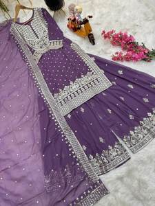 Women's Radiance Suit Set with Sequin Work <b>Top</b> Pant and Matching Dupatta New Design Bollywood Style for Parties - Product Image 5