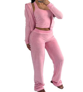 Ensemble de survêtement deux pièces imprimé en coton mélangé doux pour femme, personnalisé OEM, confortable pour le sport et la gym - Product Image 4