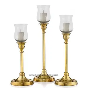 Portacandele in oro Tealight con tazza di vetro per la decorazione domestica della tavola di nozze portacandele in oro