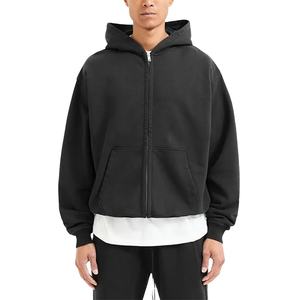 Sudaderas con capucha personalizadas de peso pesado con cremallera completa y espuma con logotipo en 3D para hombre - Product Image 2