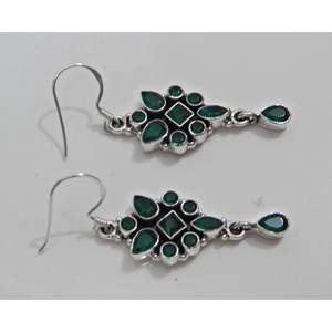 925 Sterling Silver Elegant Flower <b>Earrings</b> Natural <b>Green</b> Onyx Minimalist Wedding Jewelry for Gift - Product Image 5
