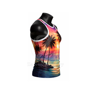 Camiseta sin mangas de sublimación para hombre, tejida, transpirable, de ajuste holgado, para gimnasio y fitness, de alta calidad, ¡la más vendida! - Product Image 4