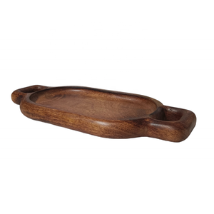 Luxury Natural Dark Brown Oval-Shaped Mango Wood Serving Tray <b>Large</b> Bulk Supply Rounded Edge Home Kitchen Hotel-Wholesale Rate - Product Image 2