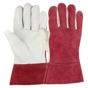 Guantes de soldadura TIG de cuero dividido de vaca de grano de cabra características de seguridad de construcción anticorte ignífugas reflectantes para trabajo de extinción de incendios - Product Image 6