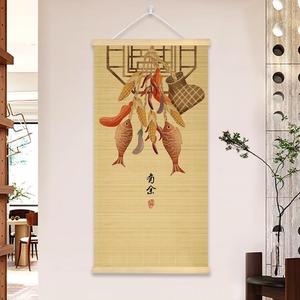 Wohndekor Glücksbringer-Katze Schriftrollen-Wandkunst Windspiel <span class=keywords><strong>Fu</strong></span>-Zeichen für Teehaus Leseecke Wabi - Product Image 4