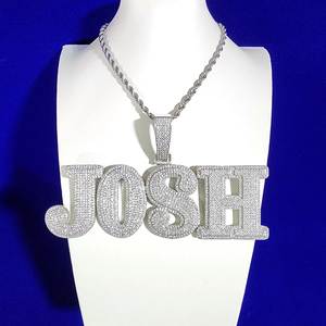 Collier avec pendentif personnalisé en argent 925 plaqué or, moissanite étincelante, aspect diamant glacé, lettre tendance, bijoux hip-hop unisexe - Product Image 3