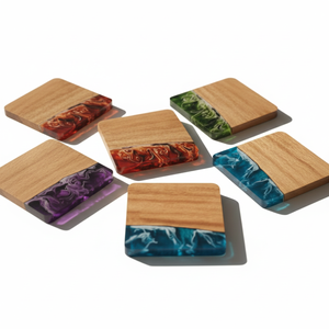 Ensemble de sous-verres en résine colorée écologique polie de haute qualité, sous-verres à boisson en époxy faits à la main, sous-verres rectangulaires modernes créatifs pour la maison - Product Image 4