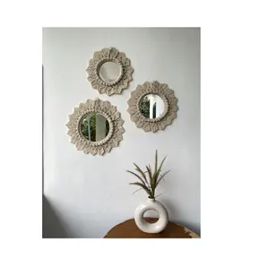 Good Quality Mirror Boho Style Macrame Fringe Wall Hanging Round Mirror Art Decoration Homes Hotels Home stay Resorts etc.