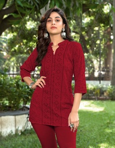 Nuevos regalos, rayón viscoso y secuencia completa de chikankari, Kurtis delantero y trasero para venta en línea - Product Image 5