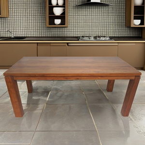 WT5056P Table de salle à manger esthétique minimaliste en grain naturel en bois brun riche gain de place pour tout style de maison fabriqué au Vietnam - Product Image 1