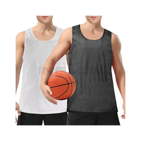 Jersey basket dapat dibalik Jersey bola basket atletik jaring tunggal untuk tim Scrimmage