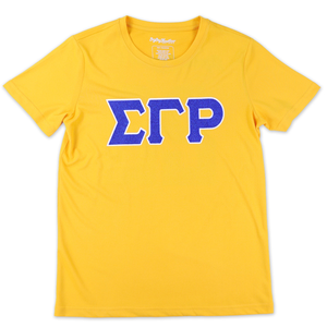 T-shirt Dry Fit à paillettes Sigma Gamma Rho Or pour femme, avec lettres grecques, vêtement de sororité SGR, manches courtes, coupe athlétique Sigma Gamma - Product Image 2