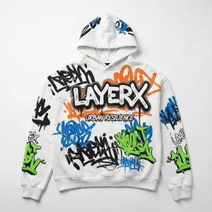 Sweat à capuche en polaire pour femme personnalisé tendance, 500 g/m², polyester/coton, imprimé graffiti, art en spray, surdimensionné, lourd, streetwear - Product Image 1