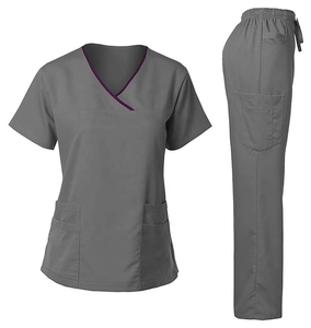 Gran oferta, uniformes de Hospital con cuello en V, uniformes médicos de enfermería, conjunto de uniformes de manga corta, Tops para correr, uniformes de Hospital de verano - Product Image 5