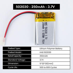 แบตเตอรี่ลิเธียมโพลิเมอร์แบบชาร์จได้ 3.7V 250mAh HHS 502030 พร้อม PCM และขั้วต่อ สำหรับเครื่องทำความสะอาดผิวหน้า ขายส่ง - Product Image 3