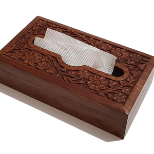 Boîte à mouchoirs en bois finition naturelle 6 pouces X 4 pouces X 4 pouces pour les fêtes pendaison de crémaillère mariages Diwali cadeaux - Product Image 1