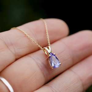 Natural Tanzanite Pendant Necklace Solid 9K 9Ct Yellow Gold 925 Sterling Silver 14K Gold Plated Jewelry Gift Luxury Sets - Product Image 5