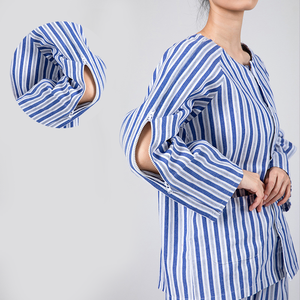 Abbigliamento per cure ospedaliere in puro cotone a maniche lunghe facile da usare per il <span class=keywords><strong>pigiama</strong></span> morbido per il recupero della frattura del paziente anziano - Product Image 6