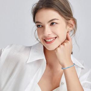 Hermosa Plata de Ley 925 sólida Topacio Azul piedra preciosa hecha a mano plata fina pulsera de tenis joyería 925 joyería de plata de ley - Product Image 2