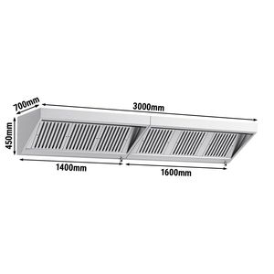 เครื่องดูดควันติดผนังแบบพาณิชย์ - 3000 มม. - พร้อมแผ่นกรองและไฟ LED - Product Image 2