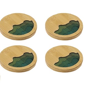 Posavasos de madera epoxi para té y café, soporte de aislamiento térmico, mesa de comedor, juego decorativo de posavasos para cocina del hogar, 4 Uds., novedad - Product Image 1