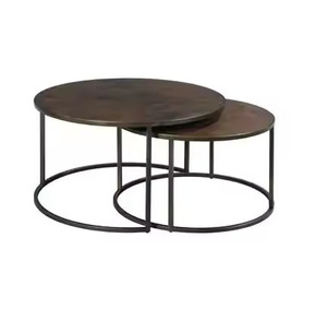 Modern Nesting Coffee Tables Metal and Wood Coffee Tables - Product Image 3