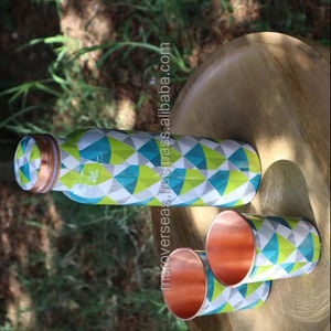 Handmade Reusable Copper <b>Water</b> <b>Bottle</b> Eco Friendly Printed copper <b>Custom</b> Size - Product Image 3