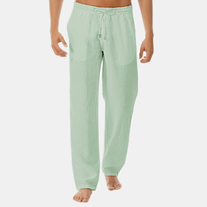 Pantalons décontractés en coton et chanvre pour hommes de style européen et américain 2025 Pantalons simples de couleur unie à la mode - Product Image 4