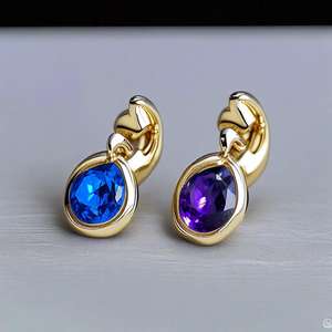 Boucles d'oreilles en argent sterling 925 Vintage Fashion Stud Topaze bleue naturelle Sertissage plaqué rhodium pour les fêtes de mariage des filles - Product Image 2