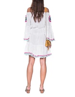 Celmia — robe courte bohème pour femmes, confort, sur mesure, jolie robe à épaules dénudées, Aari multicolores brodées, manches à volants, tunique, robe courte pour dames, été 2019