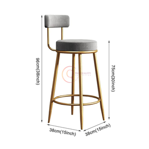 Chaises hautes classiques de tabouret de bar de cadre d'or en acier léger de vente directe d'usine faites avec le matériel de qualité à extrémité élevé - Product Image 6