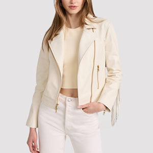 Women's Sandra Bullock-Inspired Faux Leather <b>Jacket</b> Custom Logo Embroidery Breathable Wool-Embroidered Denim Spandex <b>Sheep</b> <b>Skin</b> - Product Image 5