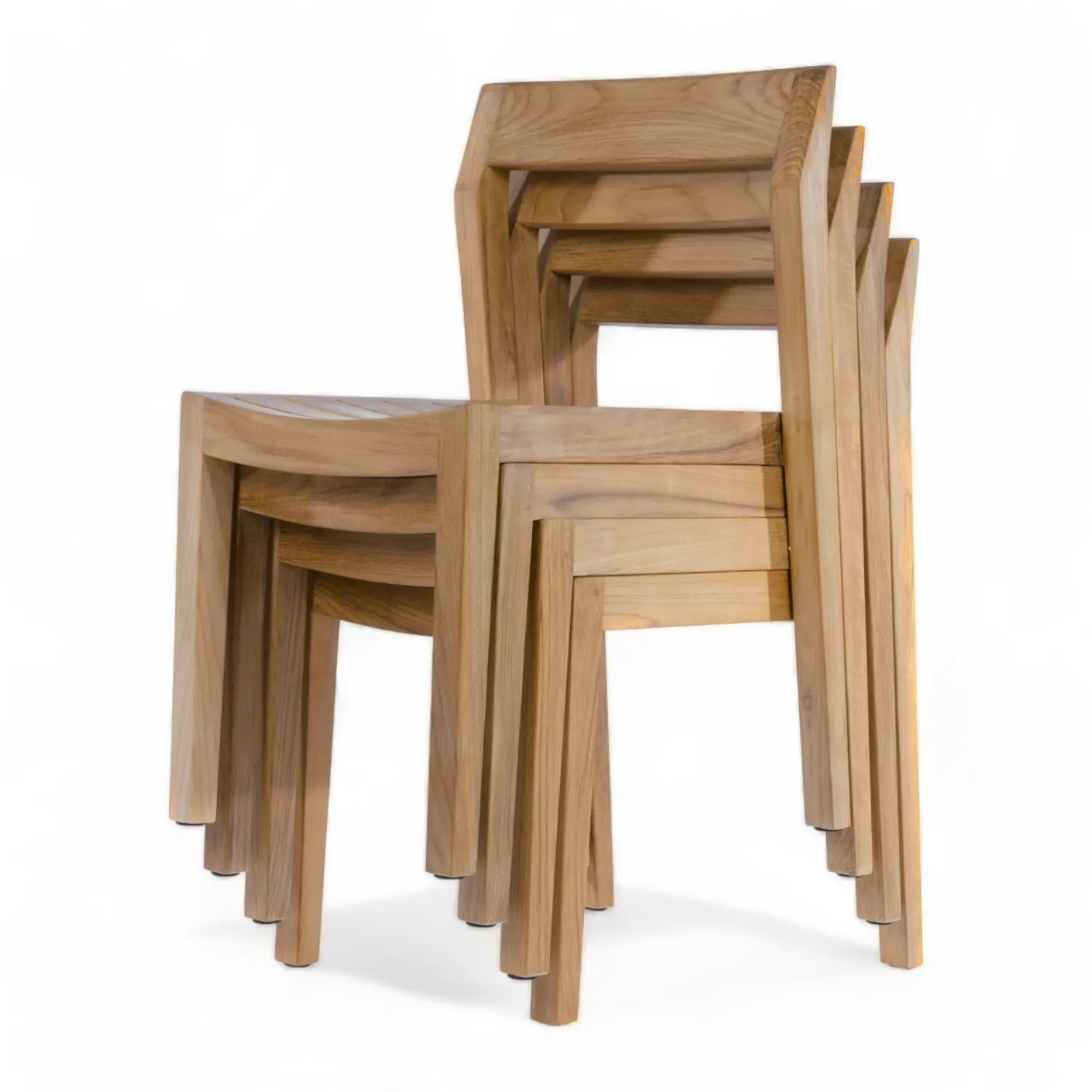 Moderne Heimmöbel Massivholz-Esszimmerstuhl Stuhl Teakholz Möbel aus Holz Esszimmerstühle Stapeln Teakholz-Esszimmerstühle