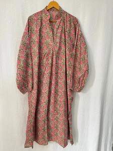 Vestido largo de algodón con estampado de bloque floral para mujer, Túnica India estilo bohemio vintage, vestido largo para mujer - Product Image 6