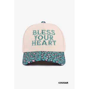 หมวกแก๊ป Cougar Brim Statement ปักลาย Teal พร้อมข้อความ Bless Your Heart ทำจากผ้าแคนวาส - Product Image 1