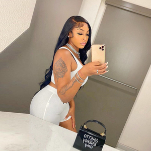 Nouveau chaud 2024 femmes haut court T-shirt pantalon court ensemble survêtement ensemble deux pièces t-shirt et Logo personnalisé ensembles courts - Product Image 2