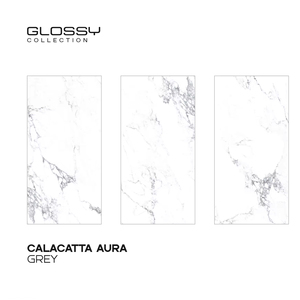 กระเบื้องพอร์ซเลนสมัยใหม่ขนาด 600x1200 มม. ลาย Calacatta Aura สีเทา สำหรับผนังภายใน - Product Image 1